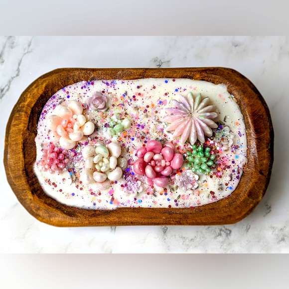 Succulent Dough Bowl Soy Candle - Picture 1 of 2